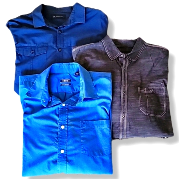 Men's Business Casual Long Sleeve Collared Shirt Bundle Set Lot of 3 Size Large - Picture 1 of 15